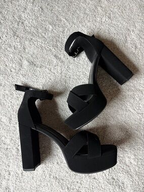 Platform Block Heel Sandals - Black size 6.5 NWOT